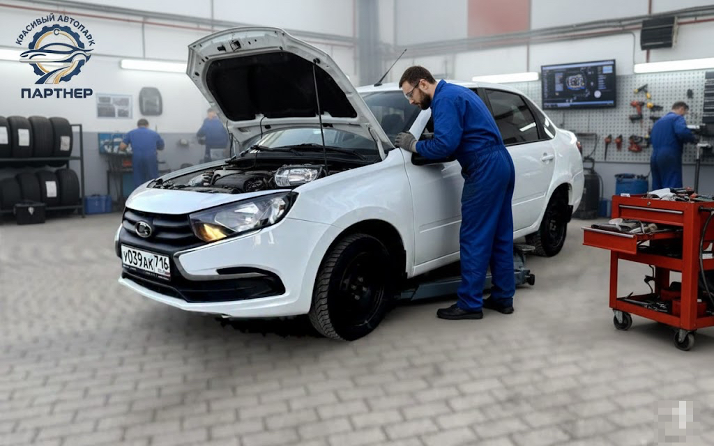 Mechanic working on car